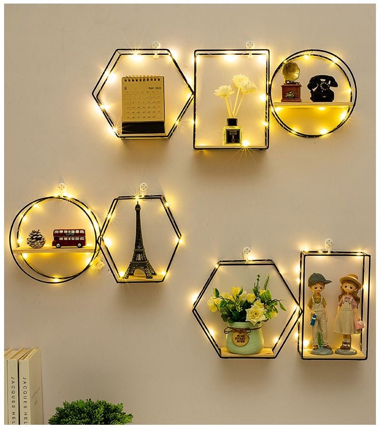 Geometric shapes shelves with lights