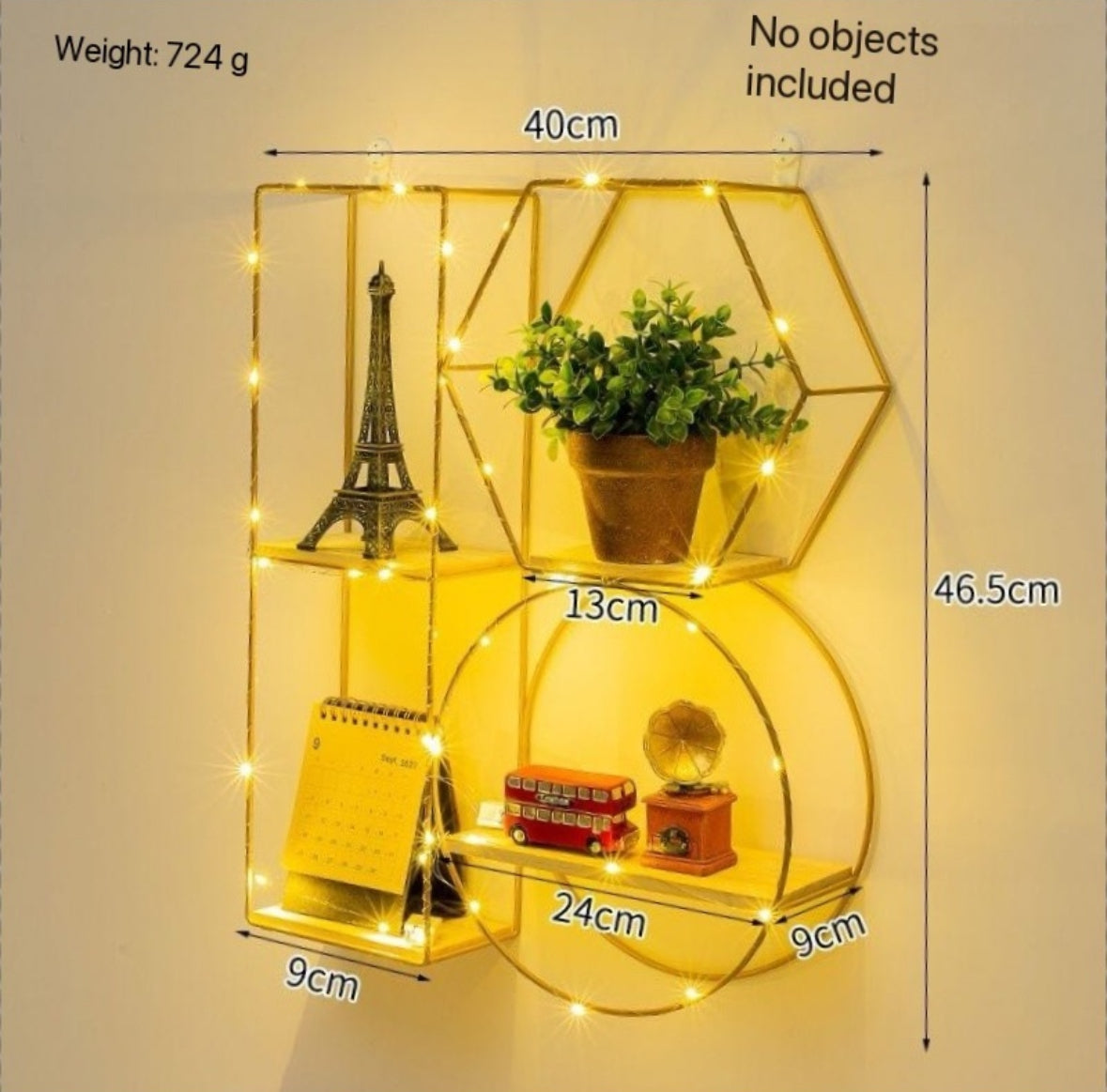 Geometric shapes shelves with lights