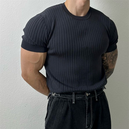 Men T Shirts Knitted Short Sleeve
