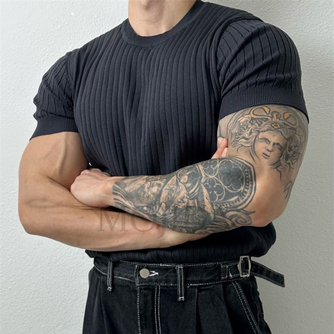 Men T Shirts Knitted Short Sleeve