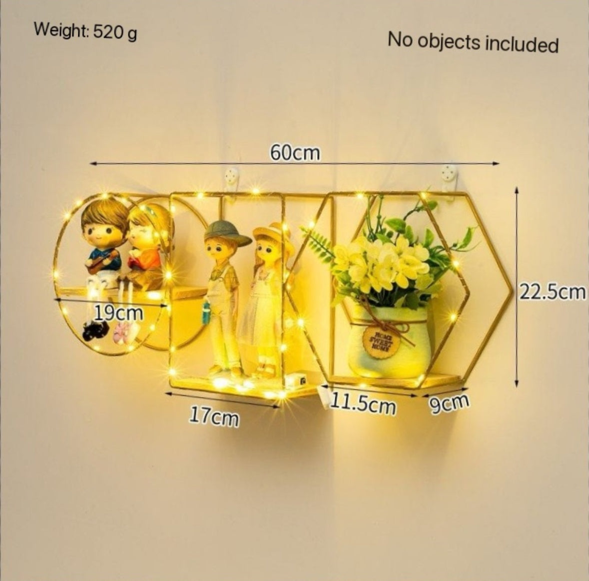 Geometric shapes shelves with lights