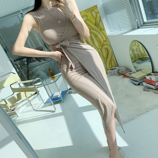 Sleek Wrap Skirt Dress