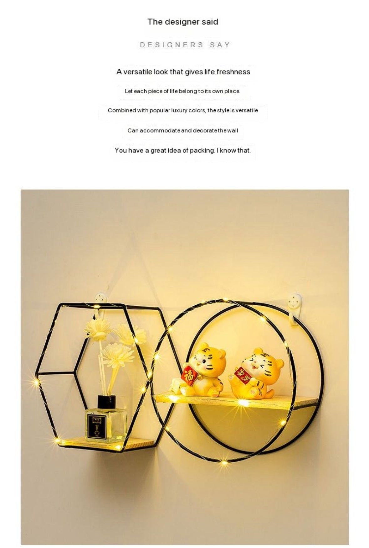 Geometric shapes shelves with lights