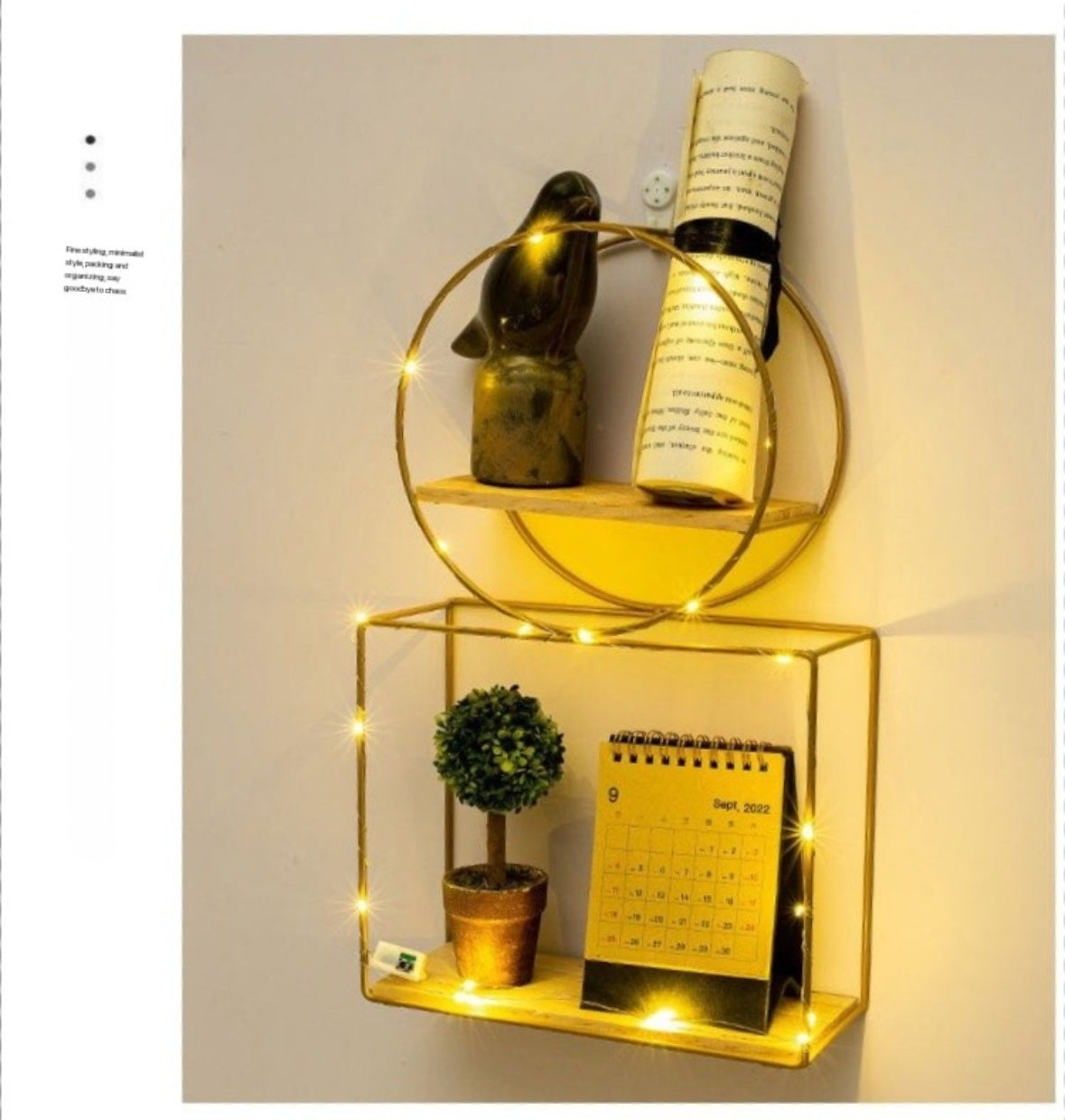 Geometric shapes shelves with lights