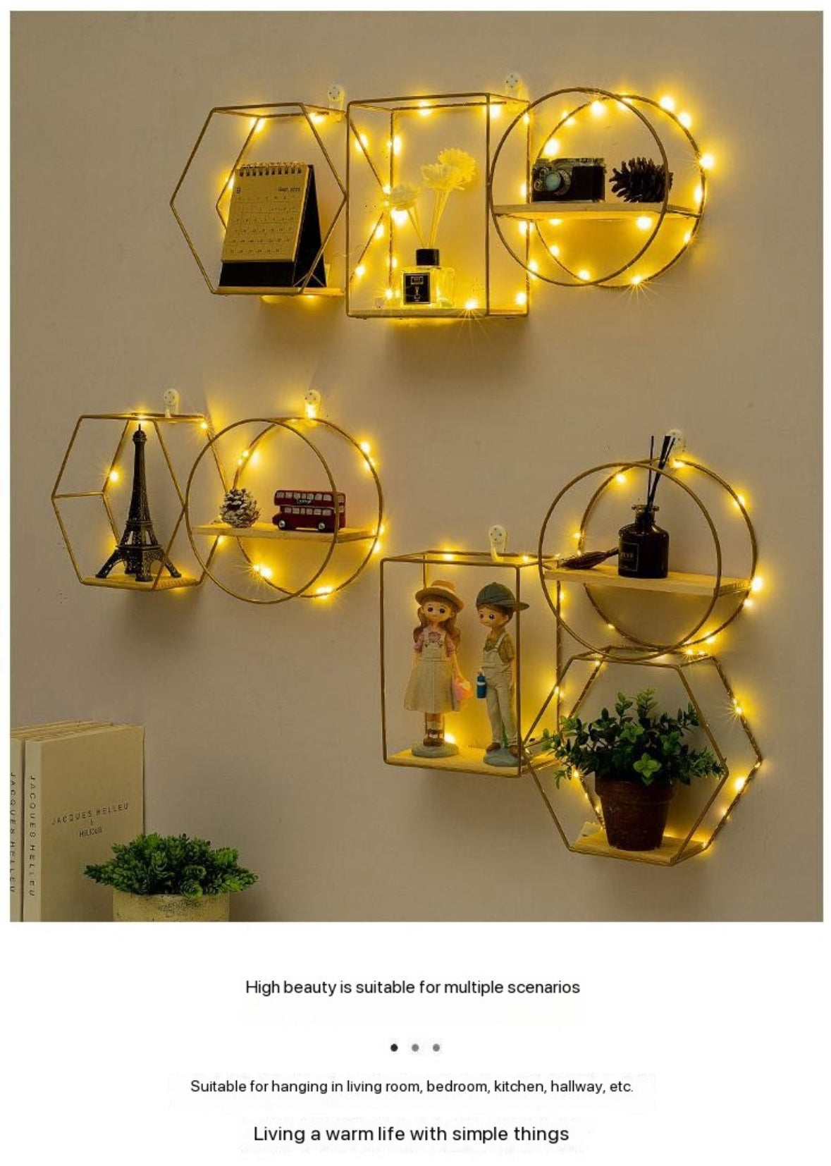 Geometric shapes shelves with lights