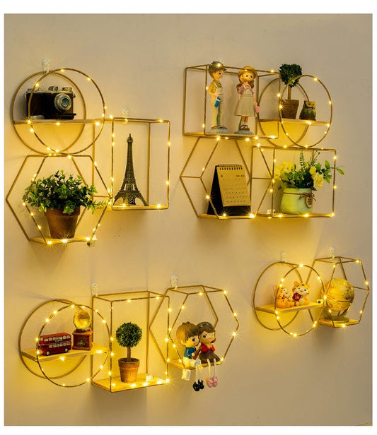 Geometric shapes shelves with lights