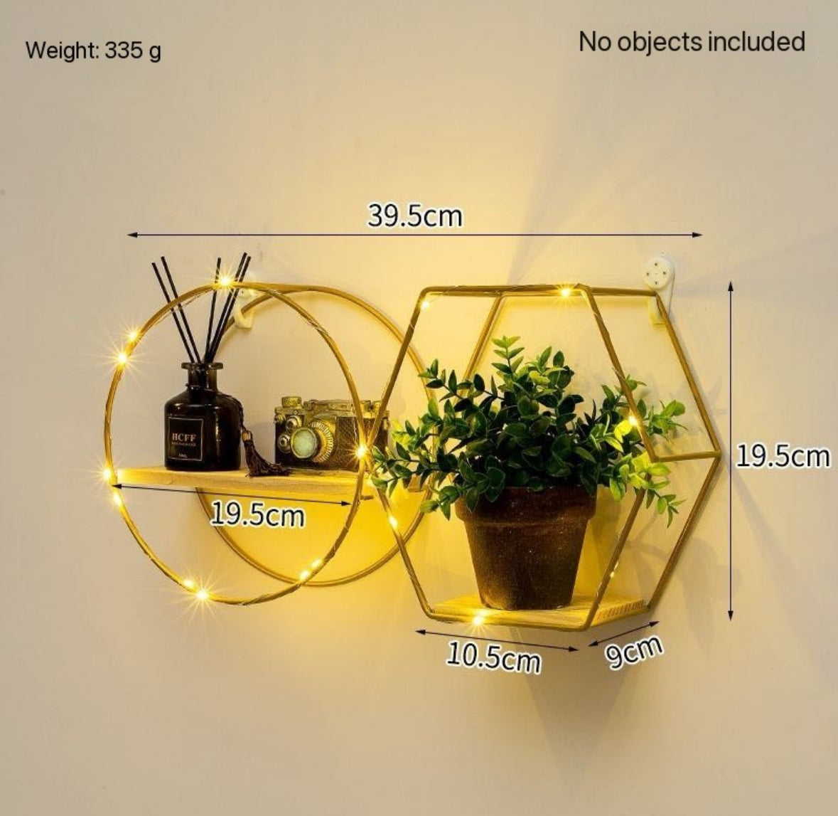 Geometric shapes shelves with lights