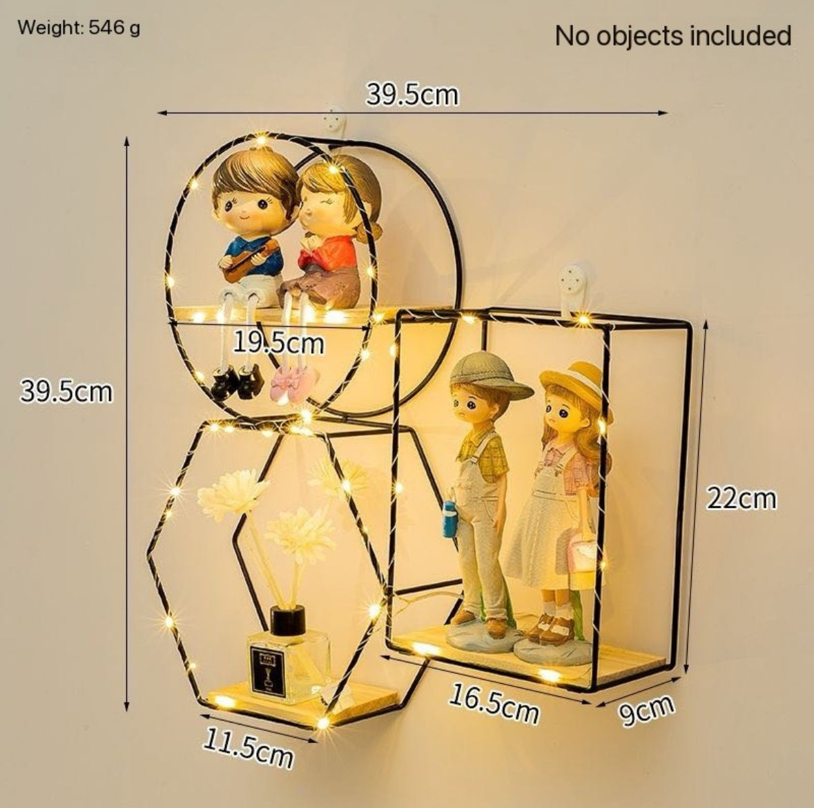 Geometric shapes shelves with lights