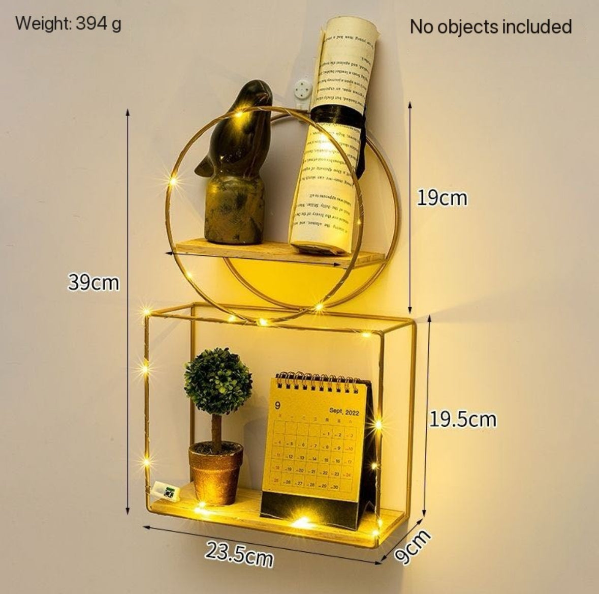 Geometric shapes shelves with lights