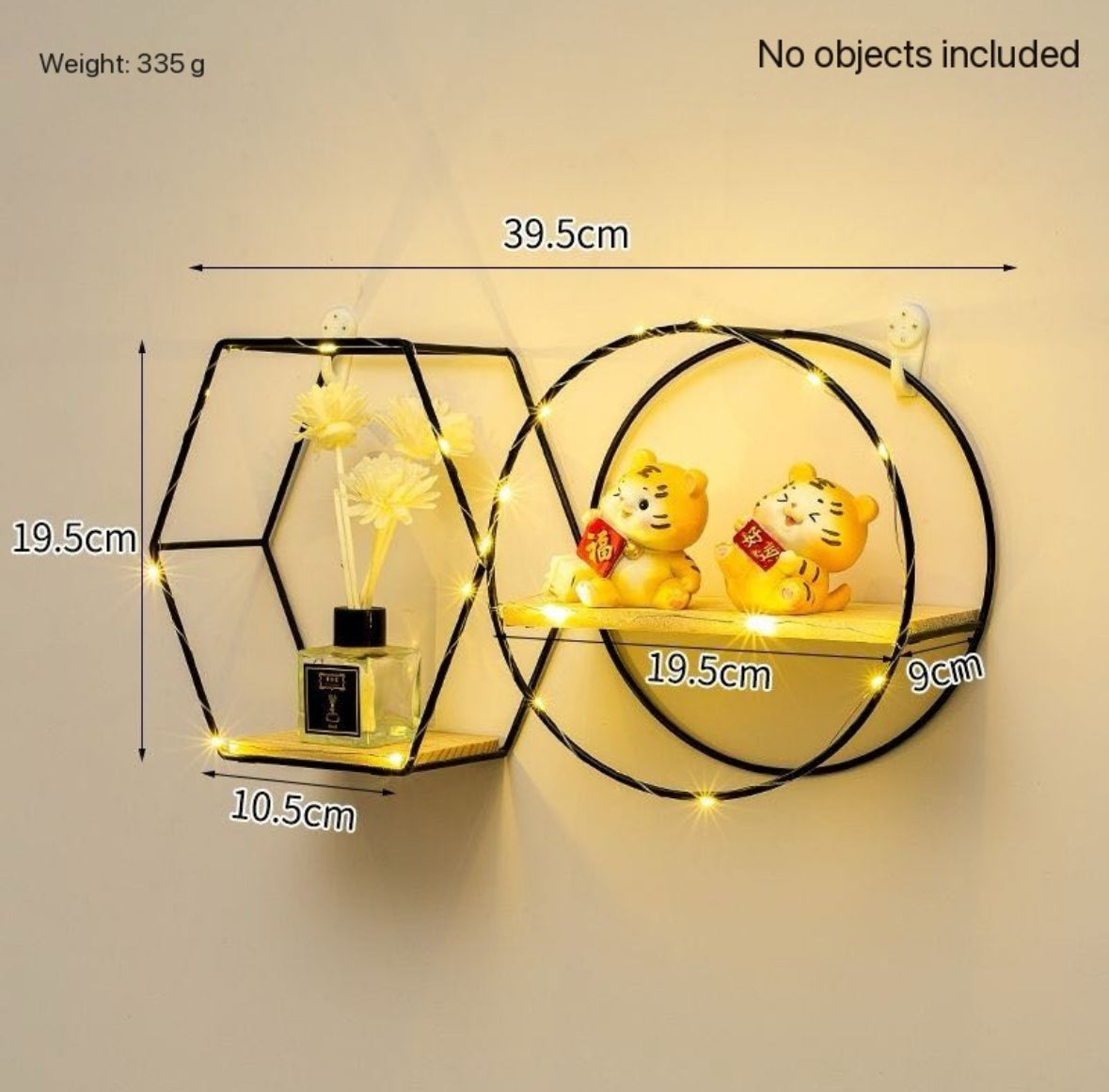 Geometric shapes shelves with lights