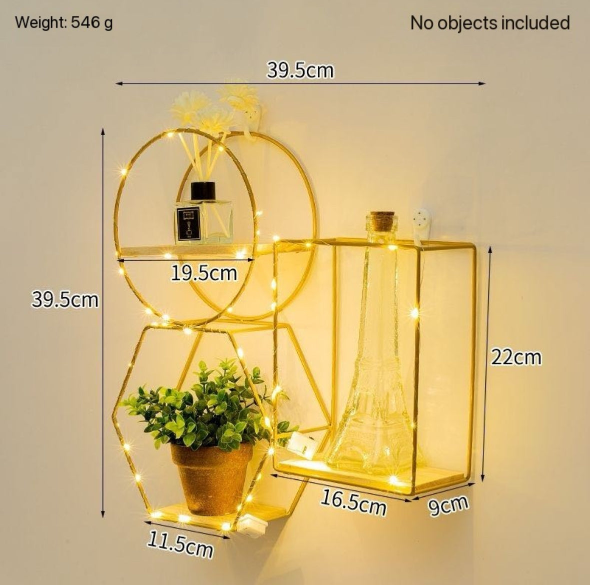 Geometric shapes shelves with lights
