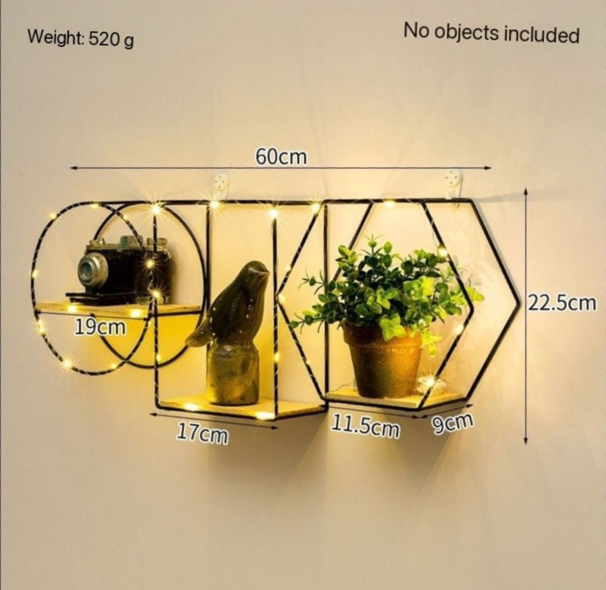 Geometric shapes shelves with lights