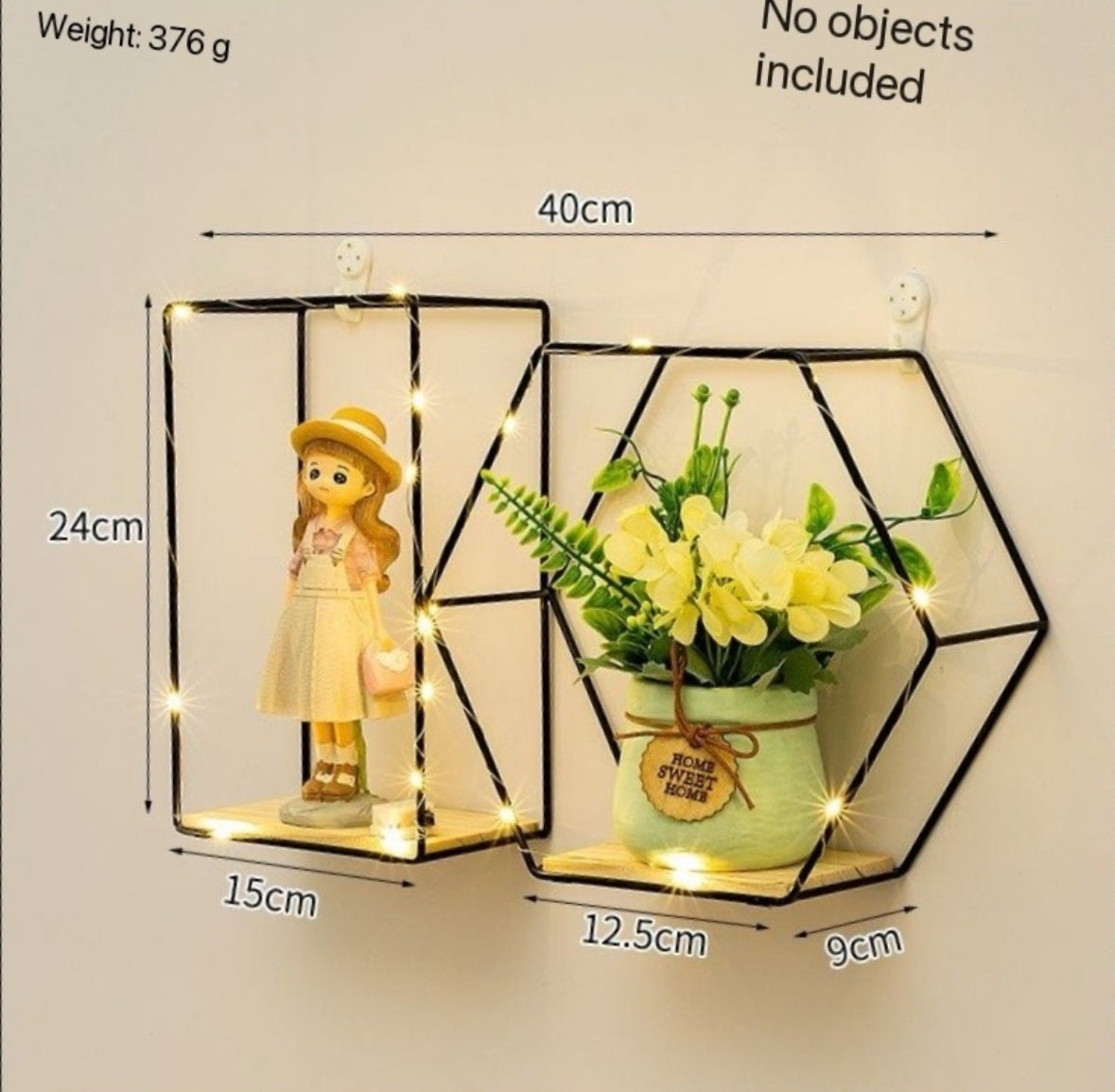 Geometric shapes shelves with lights