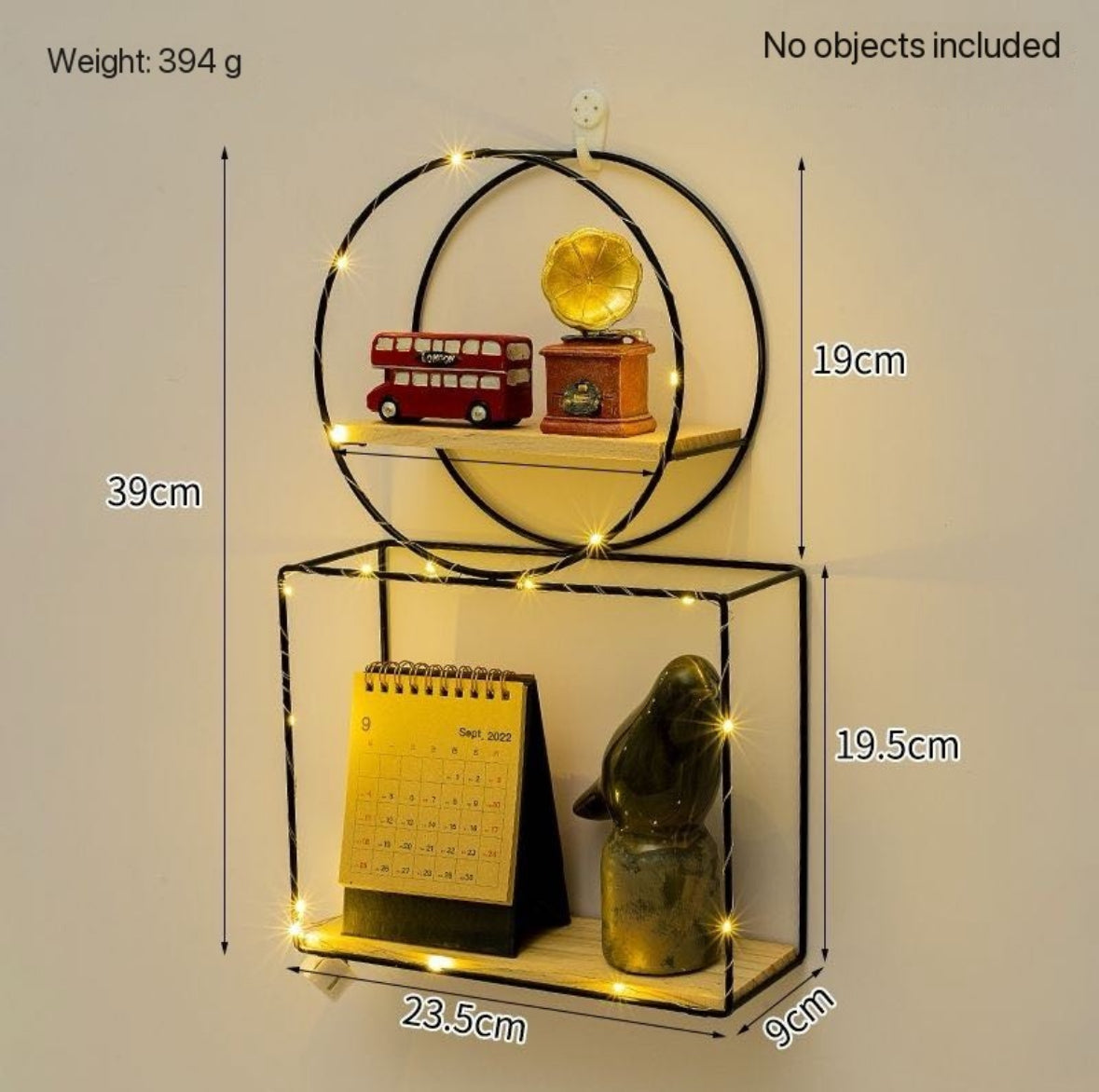 Geometric shapes shelves with lights